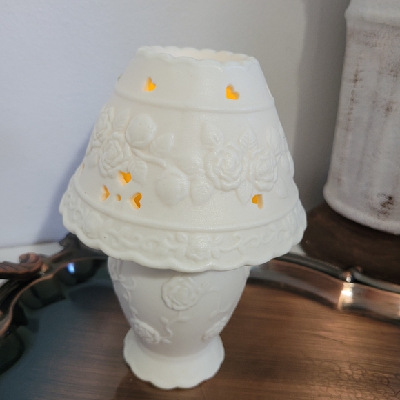 Vtg Bisque Porcelain Fairy Lamp Candle Holder - Picture 4 of 7